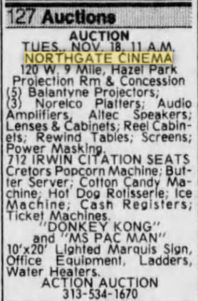 Northgate Cinemas - Nov 1986 Auction Of Equipment (newer photo)